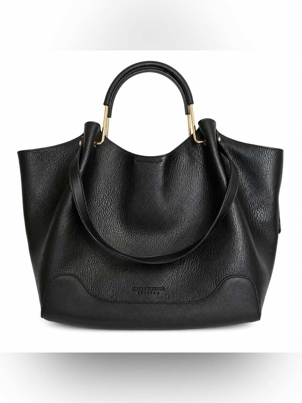 Sondra Roberts Squared Women's Handbag Black Pebbled Leather Shoulder Bag